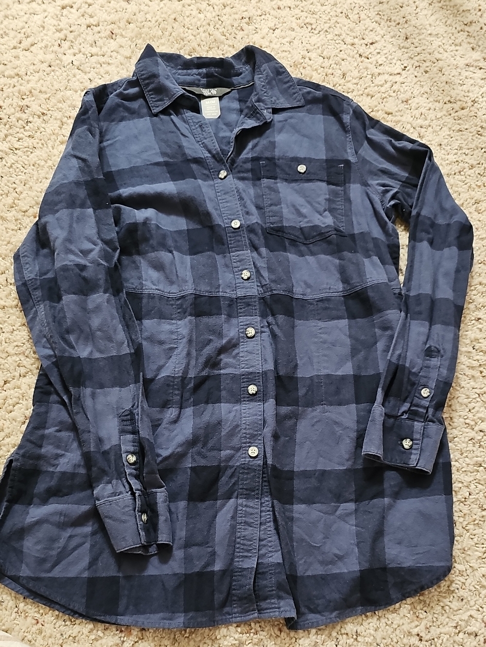 Mountain Hardwear Women's Navy Blue Plaid Button-Down Shirt